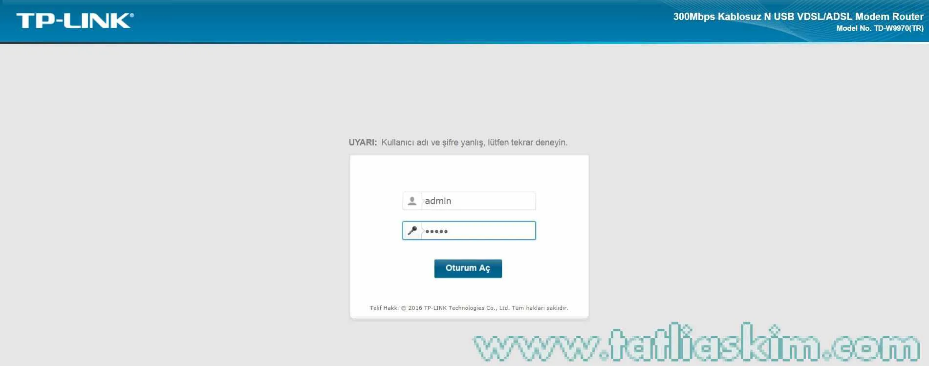 Tp-link TD-w9970 Modem şifresi Nedir? Nasıl Değiştirilir?